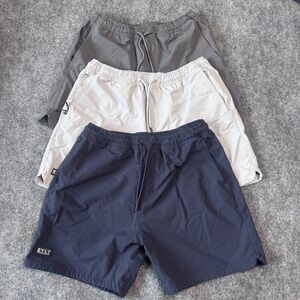 BYLT Premium Basics Mens L Everyday Shorts Bundle Grey Tan Navy Activewear Gym